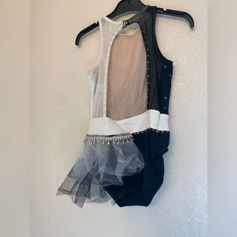 Weissman custom solo dance costume black white  Contrast Leotard MT12225 LC